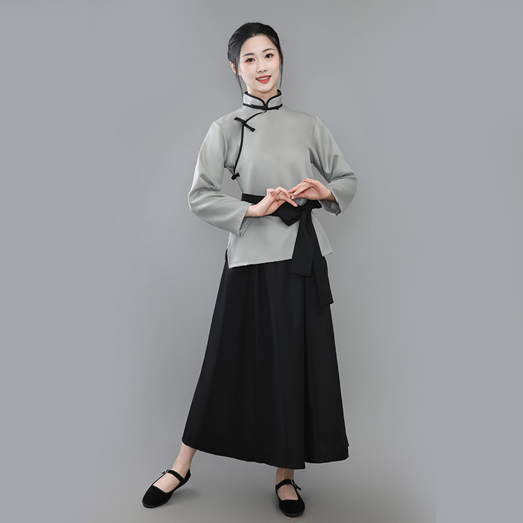 Unisex kostým z dynastie Han: top a dlhá sukňa na divadelné predstavenia, polyester 95%+