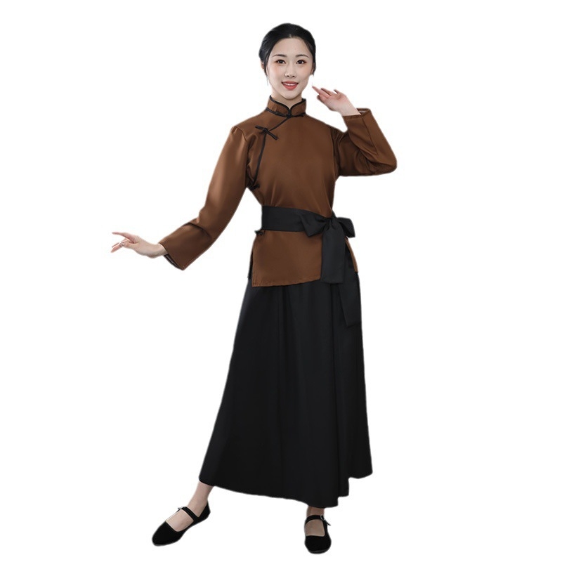 Unisex kostým z dynastie Han: top a dlhá sukňa na divadelné predstavenia, polyester 95%+