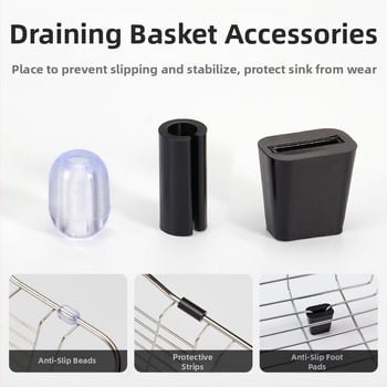 Дренажна кошничка за мивка с антиплъзгащи се топчета и антиплъзгаща подложка от PVC – модерен стил