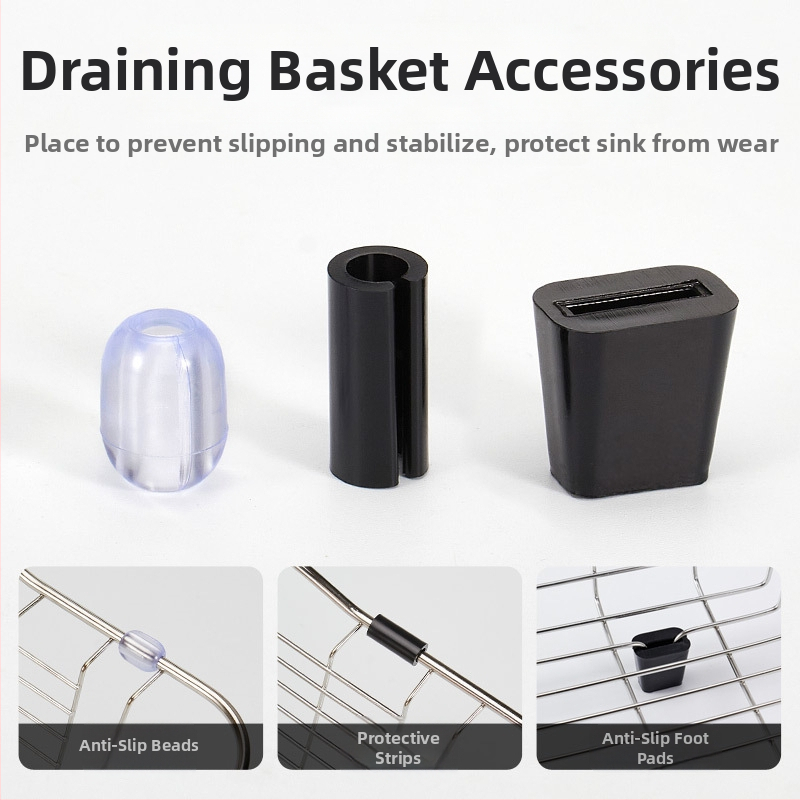 Дренажна кошничка за мивка с антиплъзгащи се топчета и антиплъзгаща подложка от PVC – модерен стил