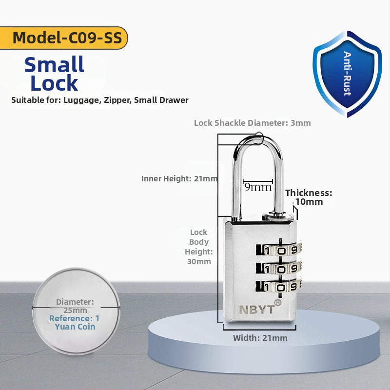 Ράβδος κλειδώματος από ανοξείδωτο χάλυβα για αποσκευές και ντουλάπες, μοντέλο C09-SS; υλικό ράβδου: ανοξείδωτος χάλυβας; πάχος ράβδου: 3 mm; απόσταση ράβδων: 9 mm; εφαρμογές: αποσκευές με φερμουάρ, συρτάρια, ντουλάπες, γυμναστήριο
