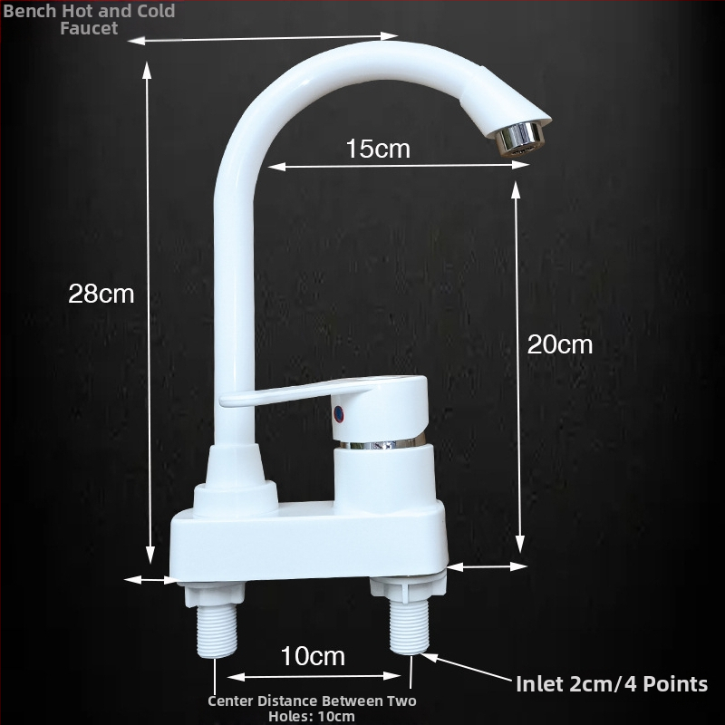 Plastový kohútik na horúcu a studenú vodu pre umývadlo a kuchynský drez, keramický diskový ventil, CE certifikát
