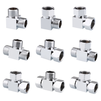 Meďový trojramenný uhlový ventil s jedným vstupom a dvomi výstupmi, chrómovaný povrch, montáž: živé pripojenie, prevádzková teplota 10–120°C, pre vodu, Buller