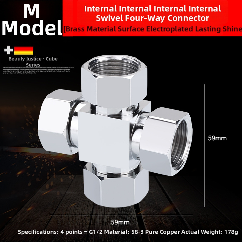 Meďový trojramenný uhlový ventil s jedným vstupom a dvomi výstupmi, chrómovaný povrch, montáž: živé pripojenie, prevádzková teplota 10–120°C, pre vodu, Buller