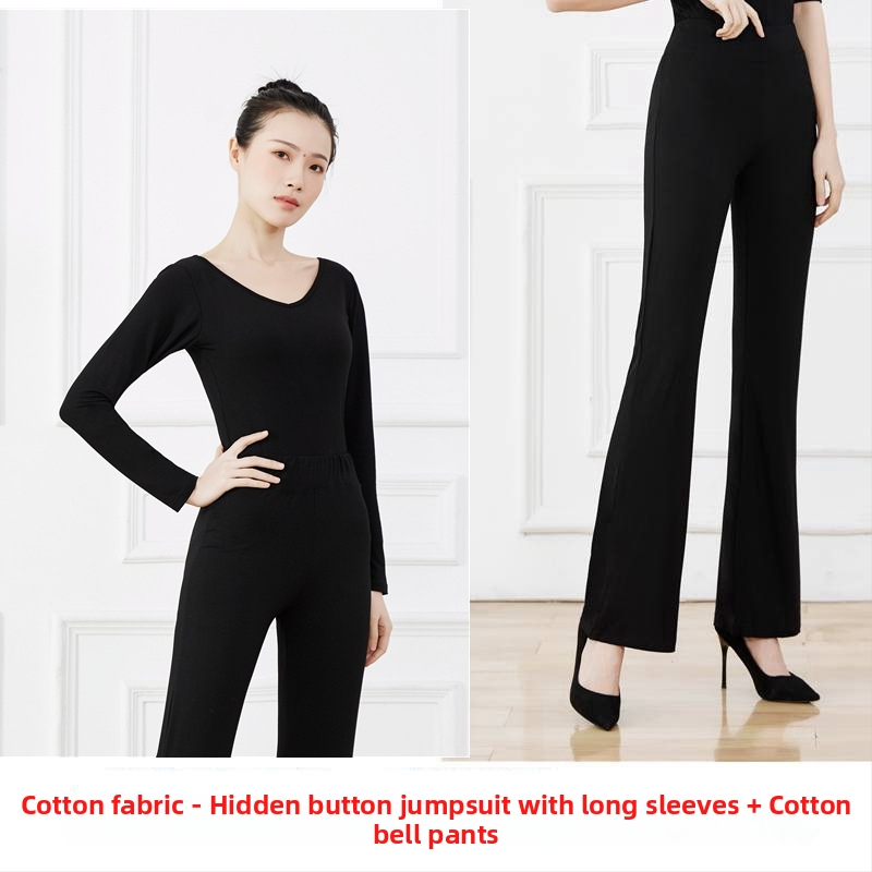 Női modern tánc edző szett - Modal anyag pamut bélésével; négy évszakos viselet; alkalmas a színpadra, néptáncra, Yangko-ra és társastáncra