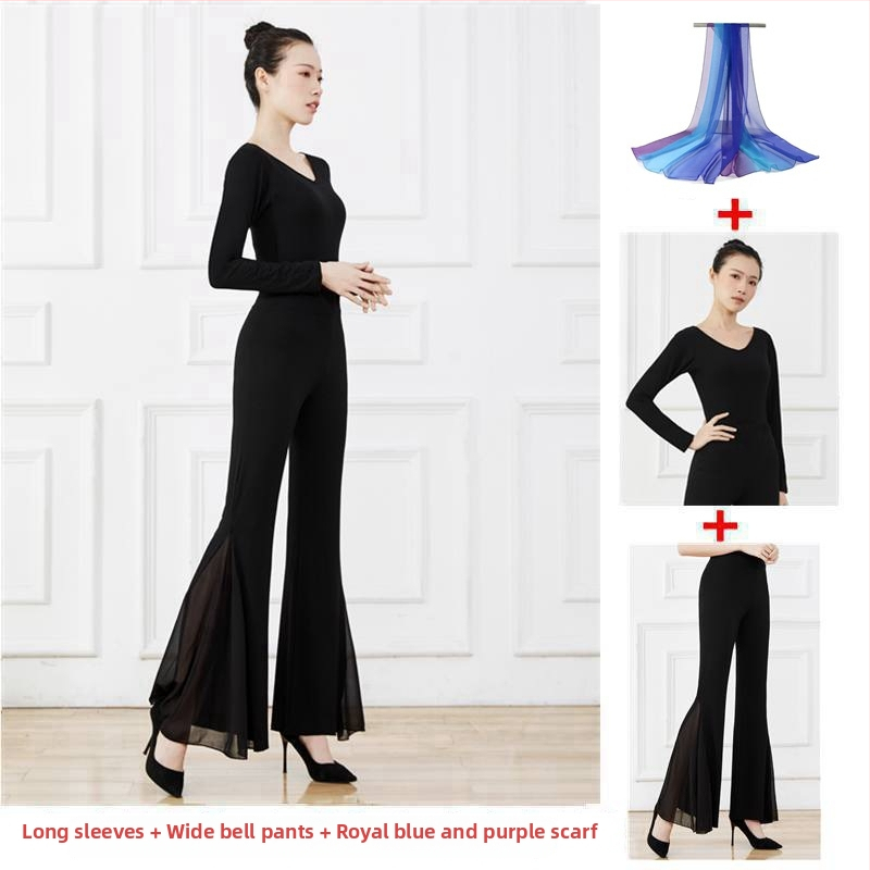 Női modern tánc edző szett - Modal anyag pamut bélésével; négy évszakos viselet; alkalmas a színpadra, néptáncra, Yangko-ra és társastáncra