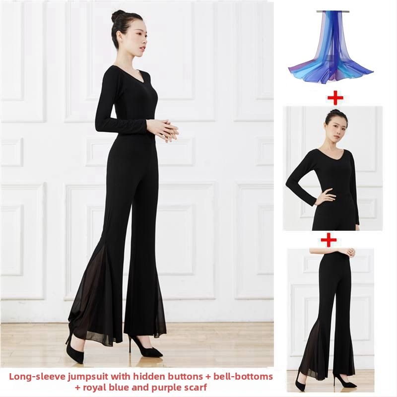 Női modern tánc edző szett - Modal anyag pamut bélésével; négy évszakos viselet; alkalmas a színpadra, néptáncra, Yangko-ra és társastáncra