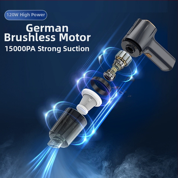 Aspirator de mână pentru mașină, fără fir, cu aspirație de 11000 Pa, 7,4 V, 120 W, model 3101, funcție de umflare și iluminare LED.