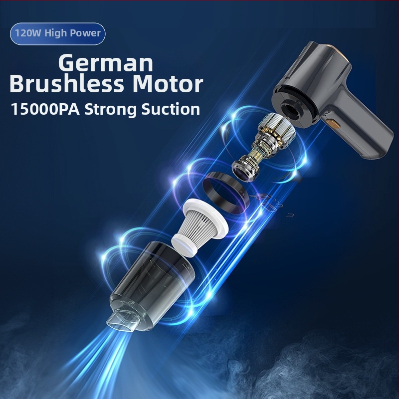 Ručný v aute vysávač, bezdrôtový, 11000 Pa sacieho ťahu, 7,4 V, 120 W, model 3101, nafúknutie a LED osvetlenie.