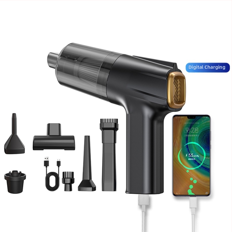 Aspirator de mână pentru mașină, fără fir, cu aspirație de 11000 Pa, 7,4 V, 120 W, model 3101, funcție de umflare și iluminare LED.