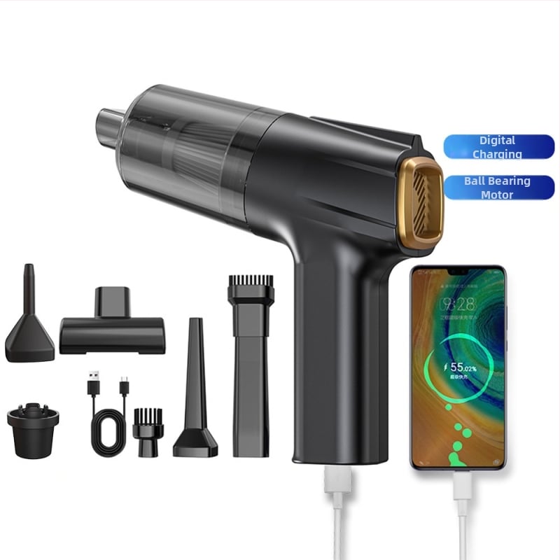 Aspirator de mână pentru mașină, fără fir, cu aspirație de 11000 Pa, 7,4 V, 120 W, model 3101, funcție de umflare și iluminare LED.