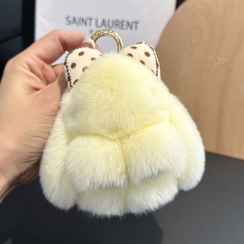 Plüss kulcstartó Rex nyúl szőrme, autóhoz és iskolatáskához