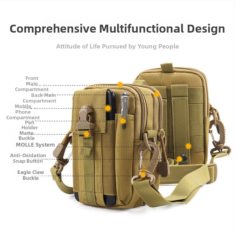 Pánska taktická pásová taška na telefón, viacúčelová vonkajšia taška, Oxford látka, pre cyklistov