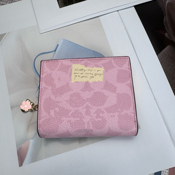 Portofel din piele naturală cu închidere dublă, model litere, căptușeală din pânză, capacitate mare, pentru multe carduri