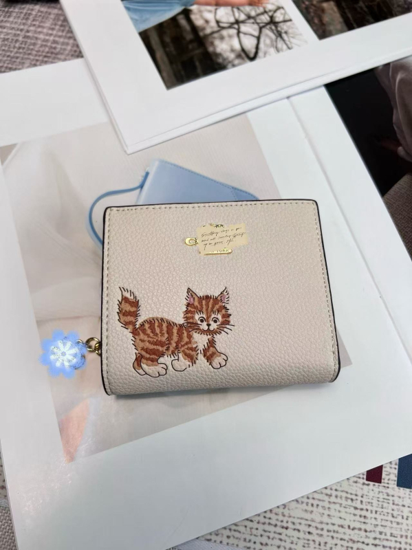 Portofel din piele naturală cu închidere dublă, model litere, căptușeală din pânză, capacitate mare, pentru multe carduri