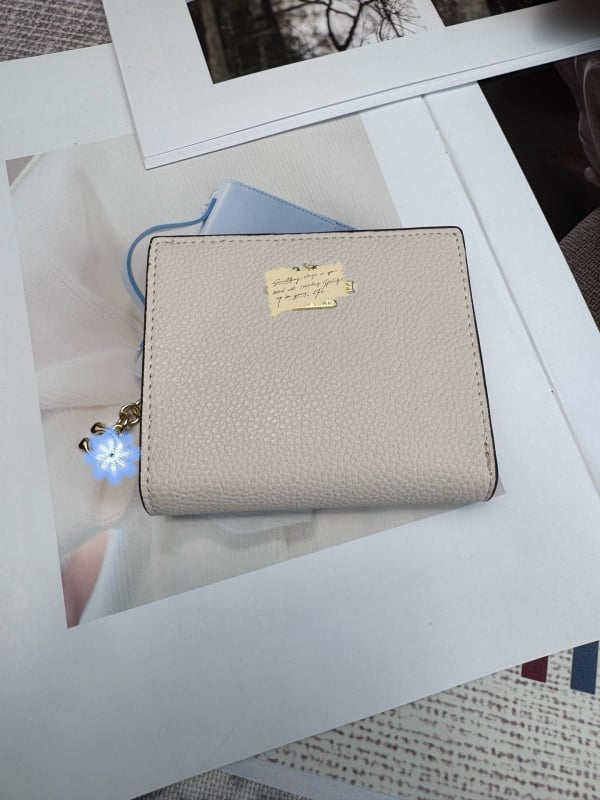 Portofel din piele naturală cu închidere dublă, model litere, căptușeală din pânză, capacitate mare, pentru multe carduri