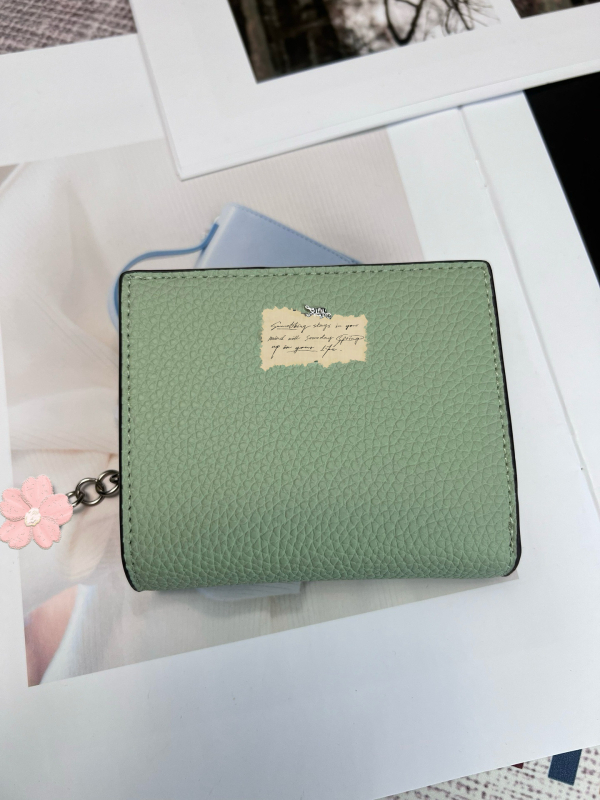 Portofel din piele naturală cu închidere dublă, model litere, căptușeală din pânză, capacitate mare, pentru multe carduri