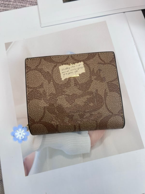 Portofel din piele naturală cu închidere dublă, model litere, căptușeală din pânză, capacitate mare, pentru multe carduri