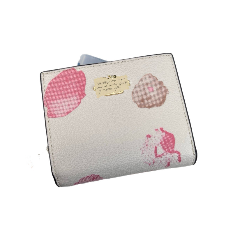 Portofel din piele naturală cu închidere dublă, model litere, căptușeală din pânză, capacitate mare, pentru multe carduri