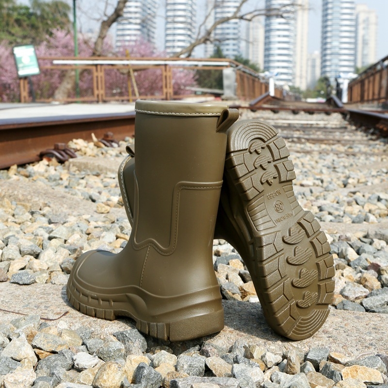 Γυναικείες γαλότσες PVC, με ψηλό σωλήνα, επίπεδη σόλα, καθημερινό στυλ, για όλες τις σεζόν