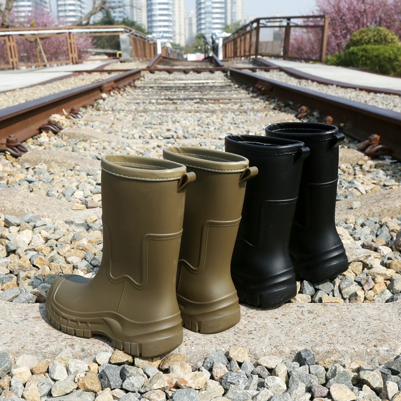 Γυναικείες γαλότσες PVC, με ψηλό σωλήνα, επίπεδη σόλα, καθημερινό στυλ, για όλες τις σεζόν