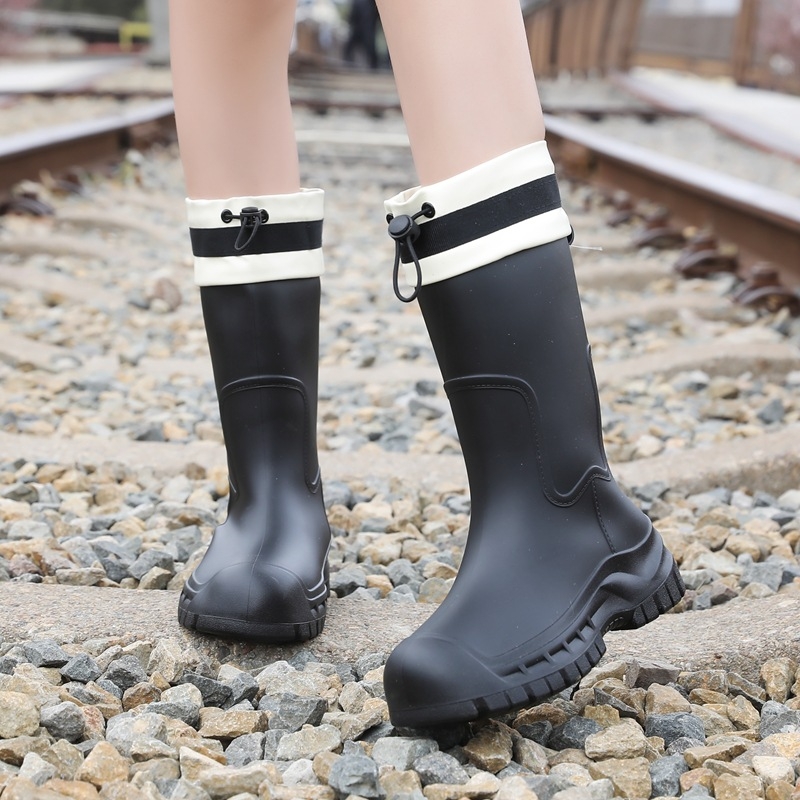 Γυναικείες γαλότσες PVC, με ψηλό σωλήνα, επίπεδη σόλα, καθημερινό στυλ, για όλες τις σεζόν