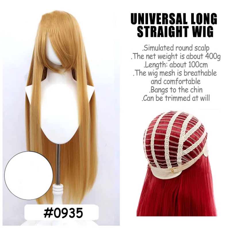 Perucă de cosplay, păr lung drept, model SW262, fir rezistent la temperaturi înalte, breton lung, poate fi vopsită sau tratată cu permanent