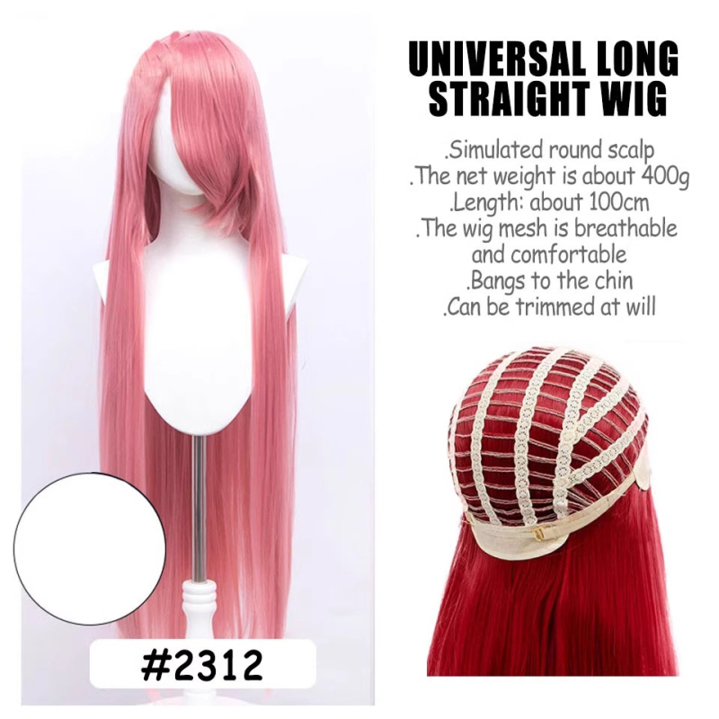 Perucă de cosplay, păr lung drept, model SW262, fir rezistent la temperaturi înalte, breton lung, poate fi vopsită sau tratată cu permanent