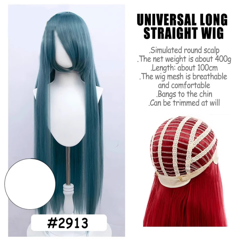 Perucă de cosplay, păr lung drept, model SW262, fir rezistent la temperaturi înalte, breton lung, poate fi vopsită sau tratată cu permanent
