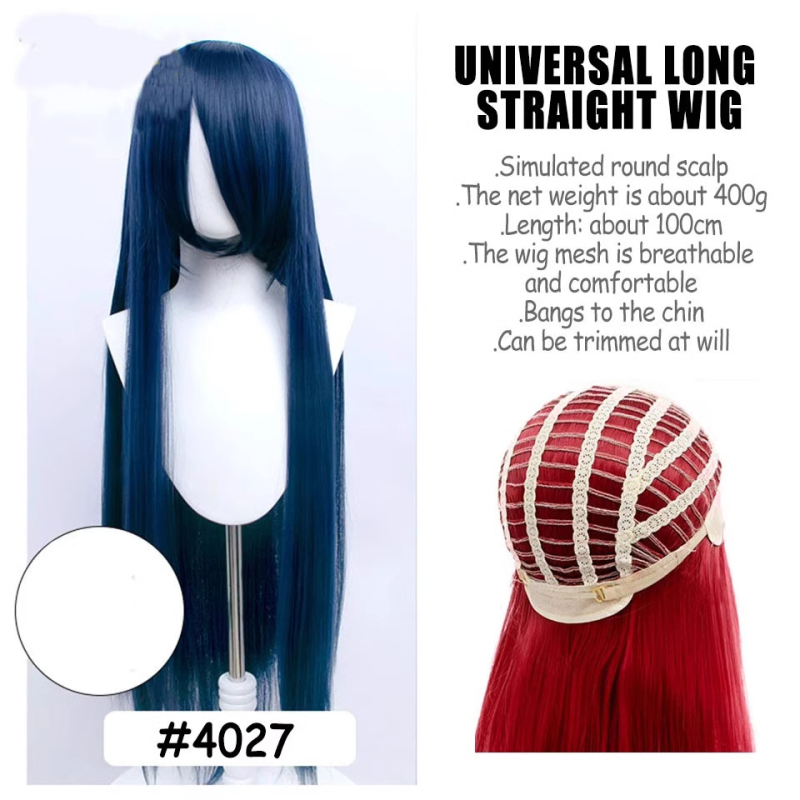 Perucă de cosplay, păr lung drept, model SW262, fir rezistent la temperaturi înalte, breton lung, poate fi vopsită sau tratată cu permanent