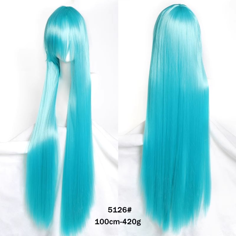 Perucă de cosplay, păr lung drept, model SW262, fir rezistent la temperaturi înalte, breton lung, poate fi vopsită sau tratată cu permanent