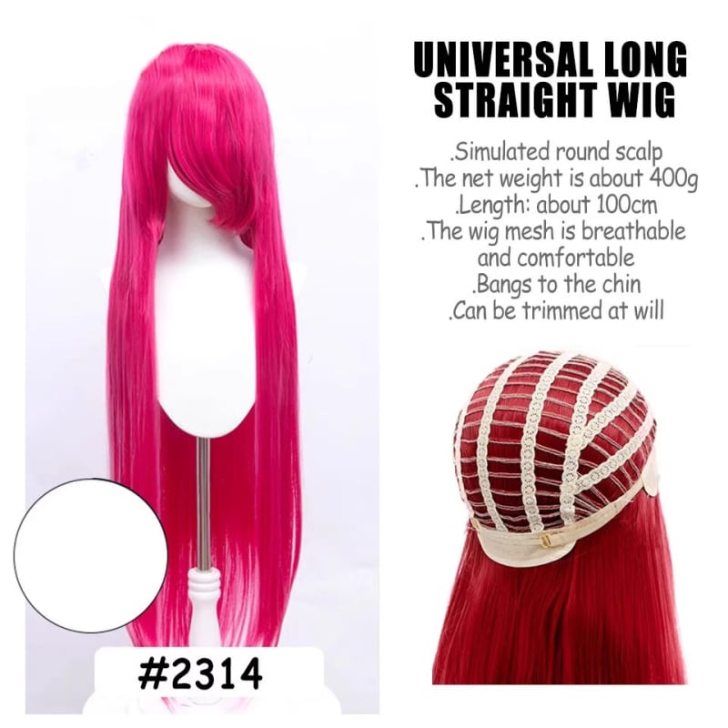 Perucă de cosplay, păr lung drept, model SW262, fir rezistent la temperaturi înalte, breton lung, poate fi vopsită sau tratată cu permanent
