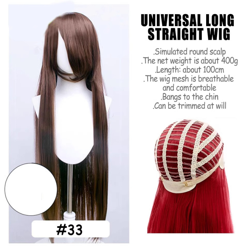 Perucă de cosplay, păr lung drept, model SW262, fir rezistent la temperaturi înalte, breton lung, poate fi vopsită sau tratată cu permanent