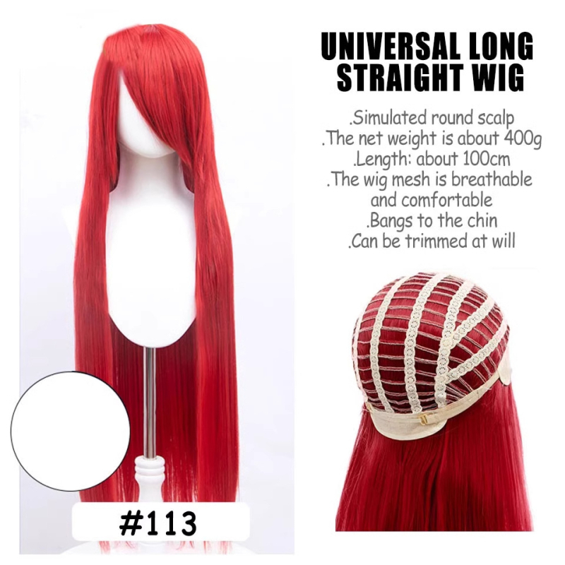 Perucă de cosplay, păr lung drept, model SW262, fir rezistent la temperaturi înalte, breton lung, poate fi vopsită sau tratată cu permanent