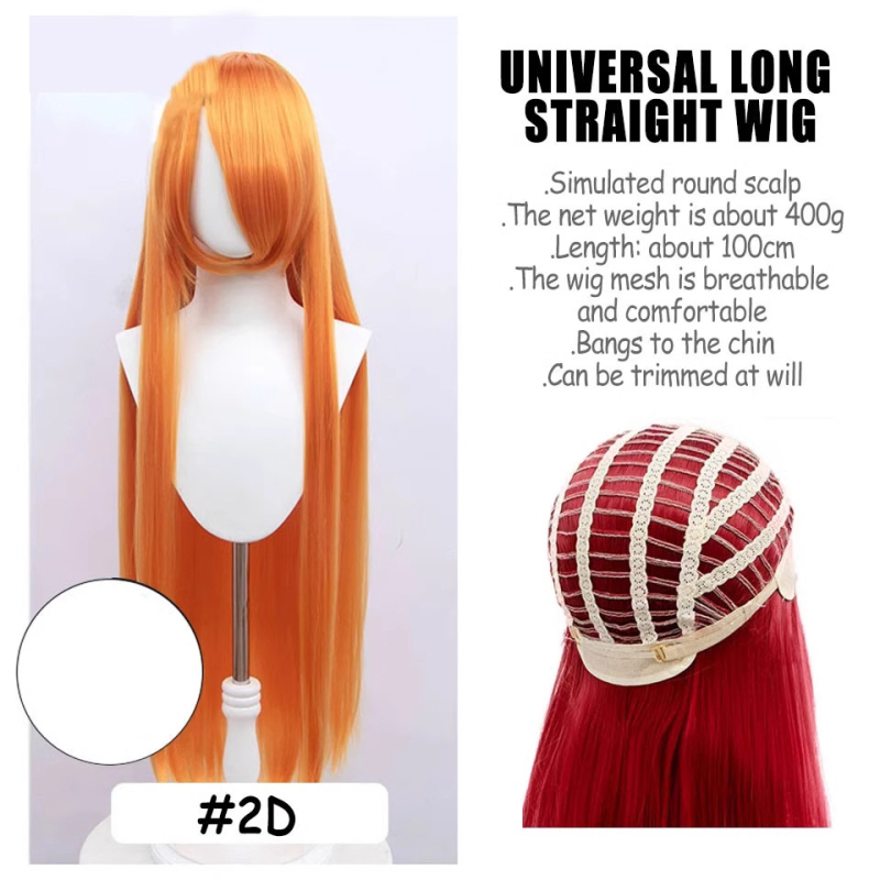 Perucă de cosplay, păr lung drept, model SW262, fir rezistent la temperaturi înalte, breton lung, poate fi vopsită sau tratată cu permanent