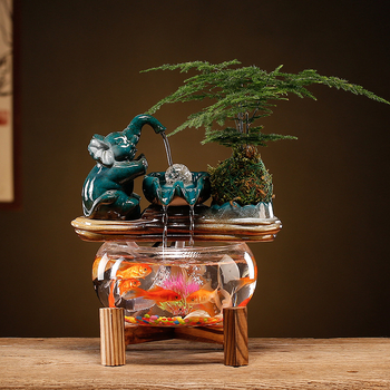 Kerámiából készült vízdekoráció fénygyűrűvel — felület: decal, glazúra; testreszabható feldolgozás: Igen; feldolgozás: decal, injection molding; stílus: Új kínai stílus; mini átlátszó táj akvárium nappalira, dolgozószobába és irodába
