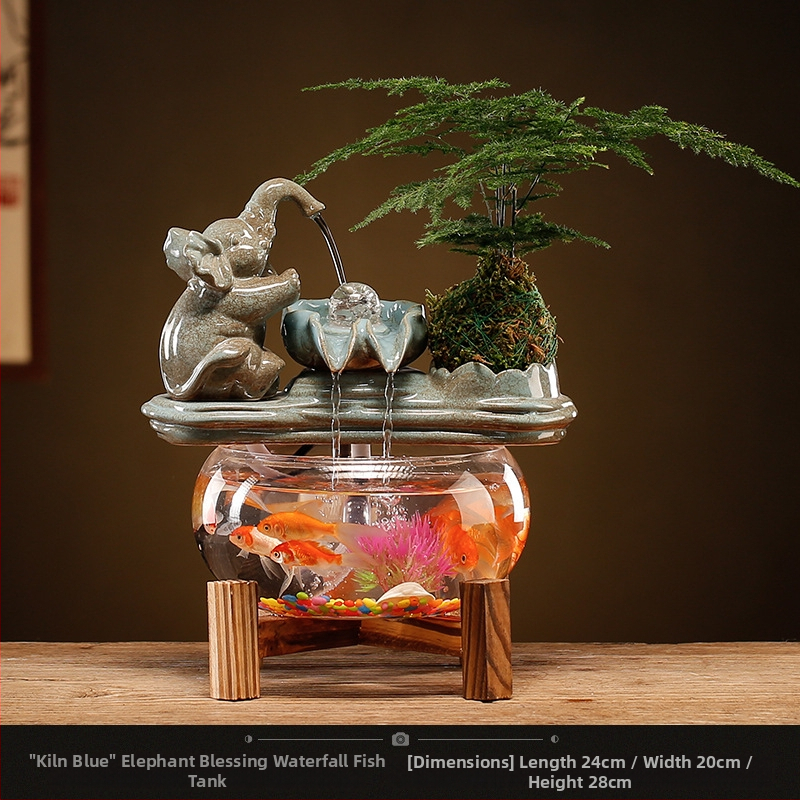 Kerámiából készült vízdekoráció fénygyűrűvel — felület: decal, glazúra; testreszabható feldolgozás: Igen; feldolgozás: decal, injection molding; stílus: Új kínai stílus; mini átlátszó táj akvárium nappalira, dolgozószobába és irodába