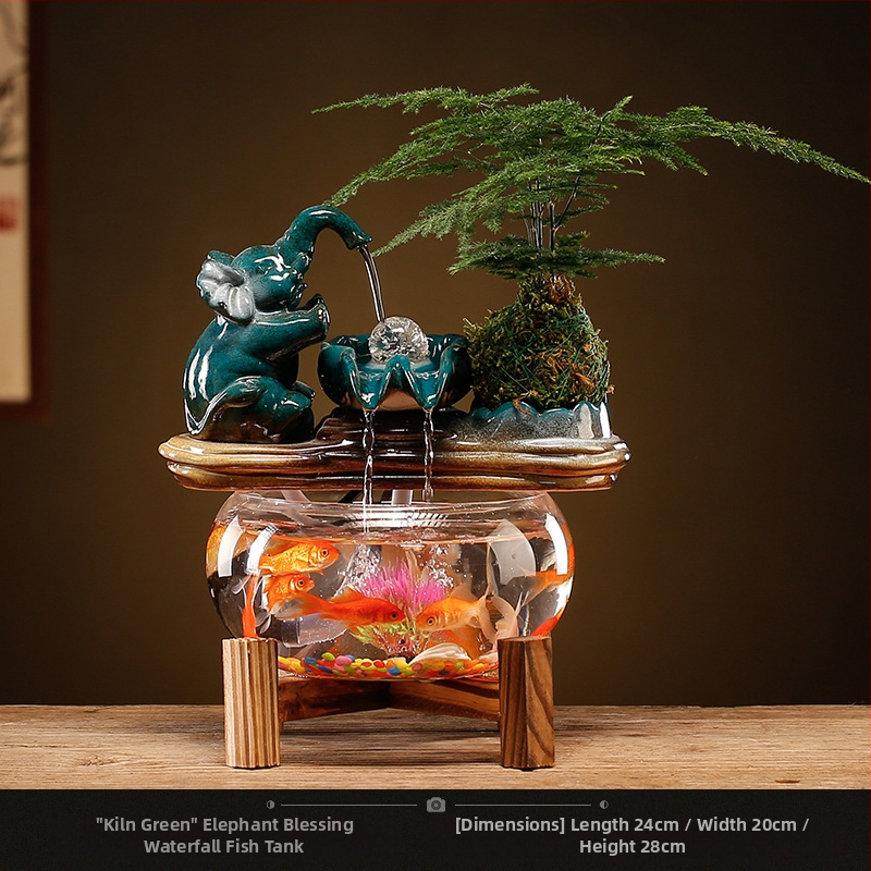 Kerámiából készült vízdekoráció fénygyűrűvel — felület: decal, glazúra; testreszabható feldolgozás: Igen; feldolgozás: decal, injection molding; stílus: Új kínai stílus; mini átlátszó táj akvárium nappalira, dolgozószobába és irodába