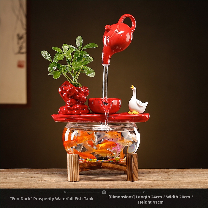 Kerámiából készült vízdekoráció fénygyűrűvel — felület: decal, glazúra; testreszabható feldolgozás: Igen; feldolgozás: decal, injection molding; stílus: Új kínai stílus; mini átlátszó táj akvárium nappalira, dolgozószobába és irodába