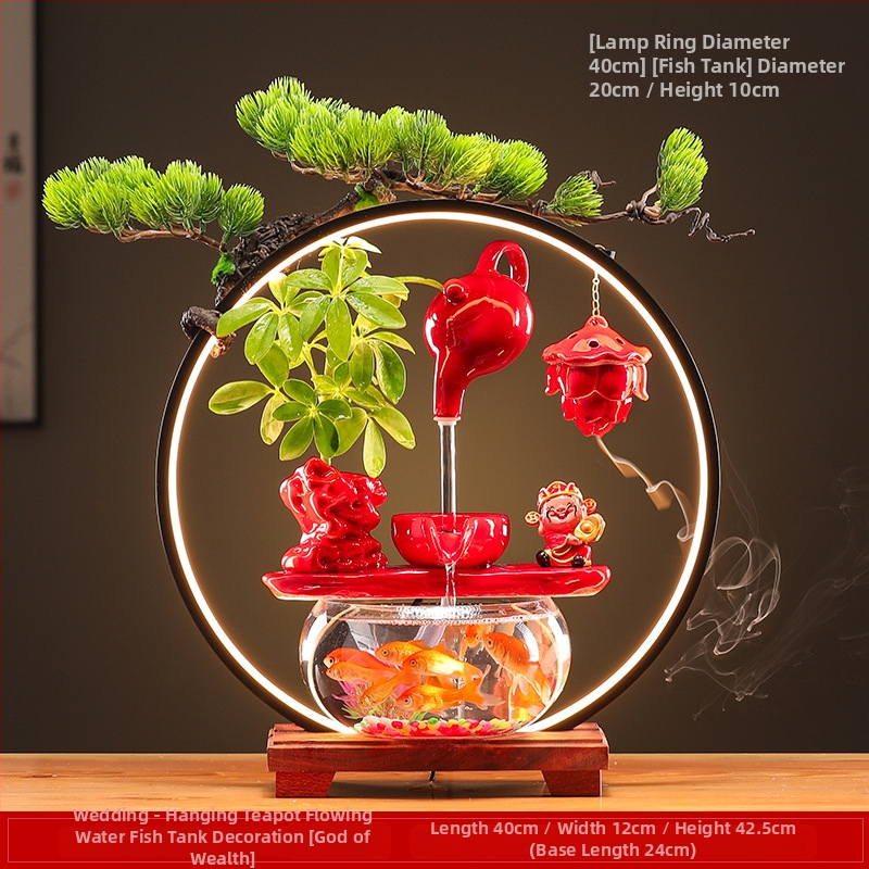 Kerámiából készült vízdekoráció fénygyűrűvel — felület: decal, glazúra; testreszabható feldolgozás: Igen; feldolgozás: decal, injection molding; stílus: Új kínai stílus; mini átlátszó táj akvárium nappalira, dolgozószobába és irodába