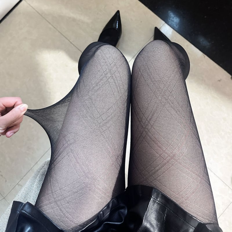 Nylon alakformáló harisnya houndstooth és kockás mintával, 15D, vékony, szexi