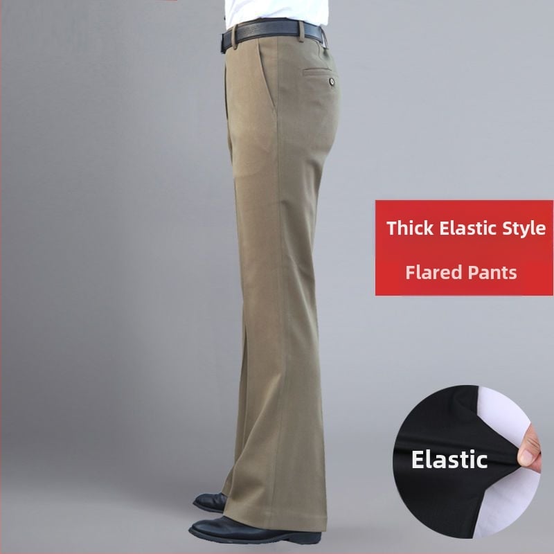 Αντρικά παντελόνια με ίσιο κόψιμο, άνετη φαρδιά γραμμή, υψηλό μέση, μικροελαστικότητα, ύφασμα από μπαμπού και μετάξι