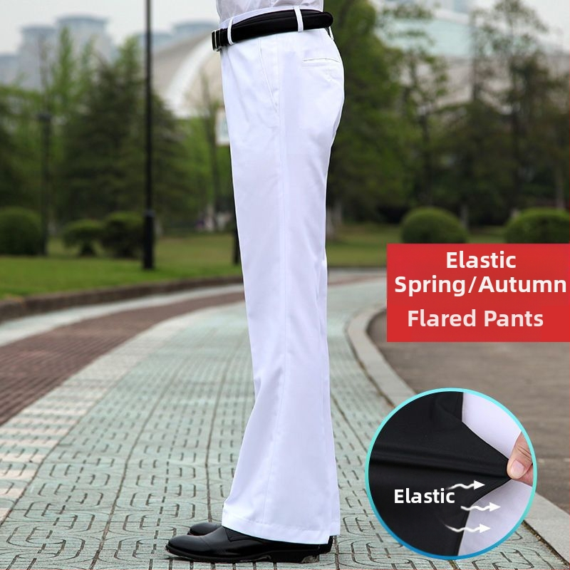 Αντρικά παντελόνια με ίσιο κόψιμο, άνετη φαρδιά γραμμή, υψηλό μέση, μικροελαστικότητα, ύφασμα από μπαμπού και μετάξι