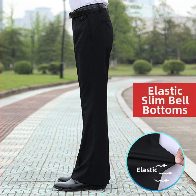 Αντρικά παντελόνια με ίσιο κόψιμο, άνετη φαρδιά γραμμή, υψηλό μέση, μικροελαστικότητα, ύφασμα από μπαμπού και μετάξι