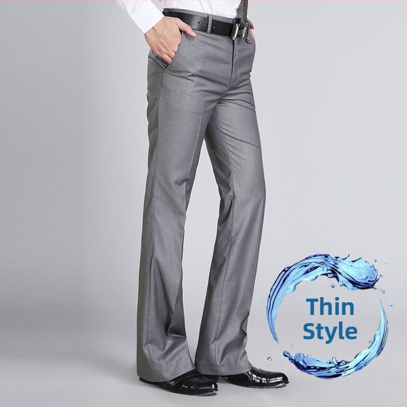 Αντρικά παντελόνια με ίσιο κόψιμο, άνετη φαρδιά γραμμή, υψηλό μέση, μικροελαστικότητα, ύφασμα από μπαμπού και μετάξι