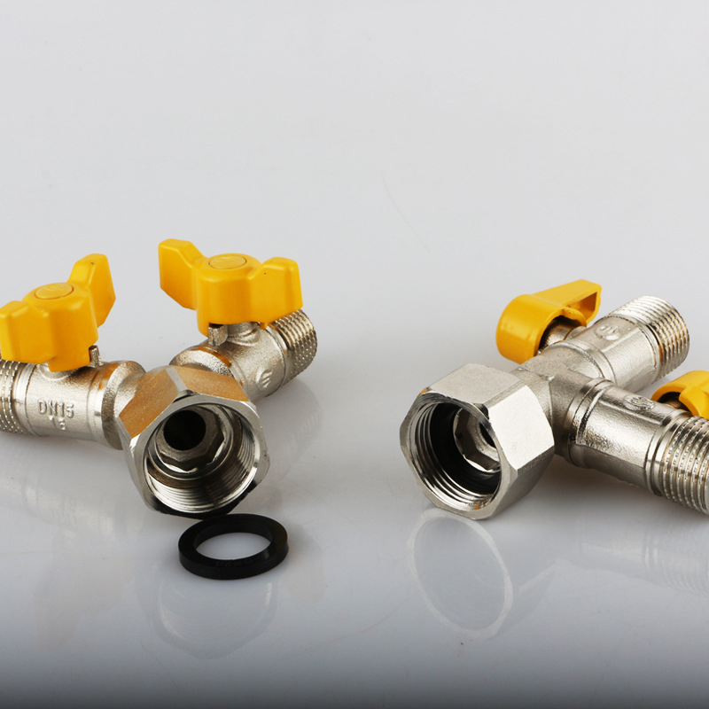 Meďný guľový ventil s uni Tee, závitový, 25 mm hlavný, 20 mm vetva, 100°C