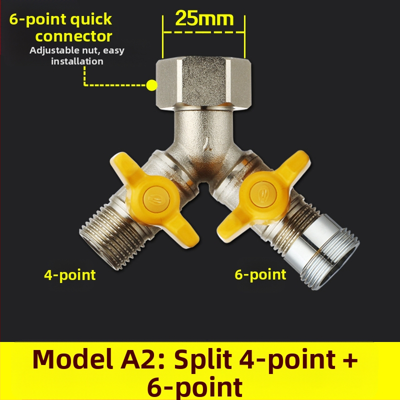 Meďný guľový ventil s uni Tee, závitový, 25 mm hlavný, 20 mm vetva, 100°C