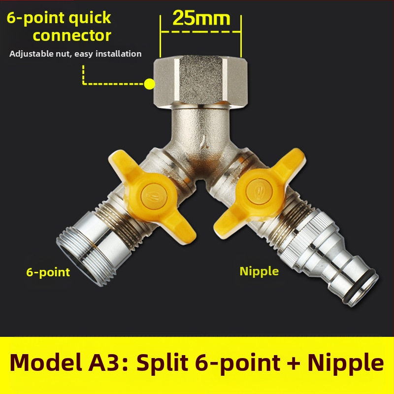 Meďný guľový ventil s uni Tee, závitový, 25 mm hlavný, 20 mm vetva, 100°C