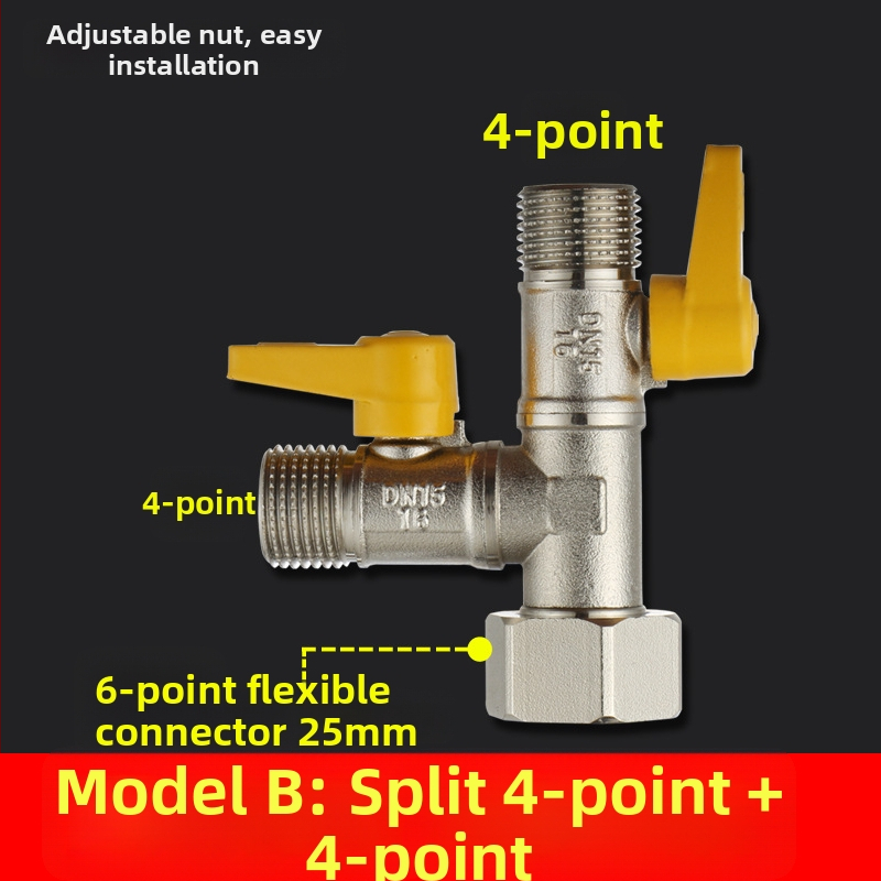 Meďný guľový ventil s uni Tee, závitový, 25 mm hlavný, 20 mm vetva, 100°C