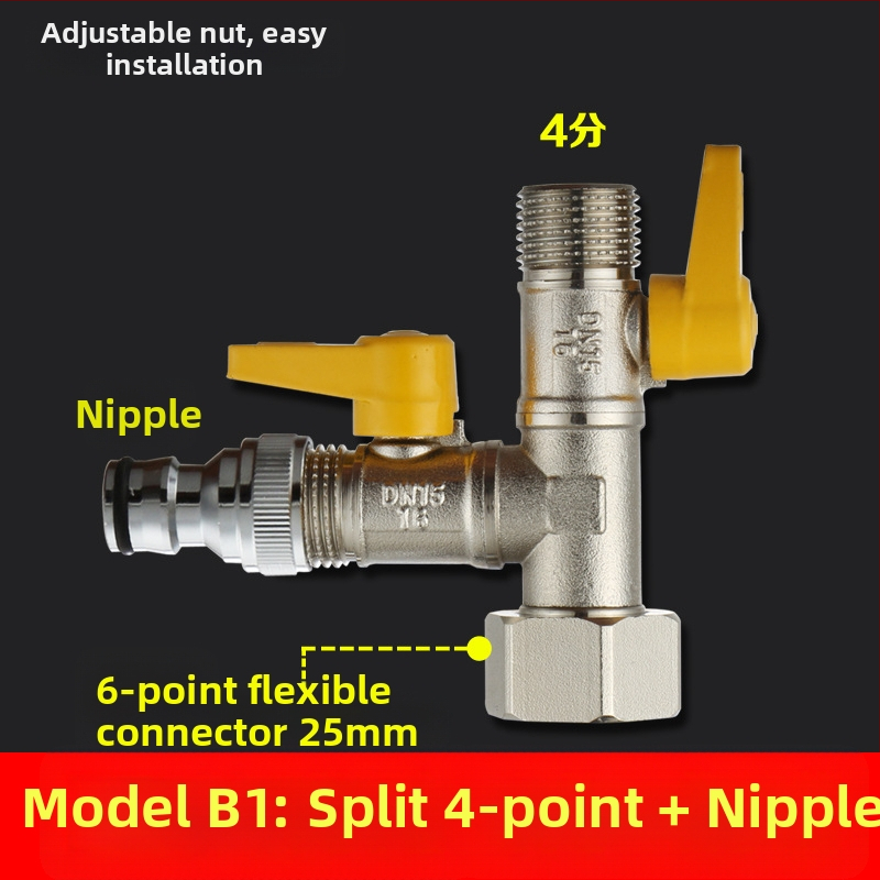 Meďný guľový ventil s uni Tee, závitový, 25 mm hlavný, 20 mm vetva, 100°C